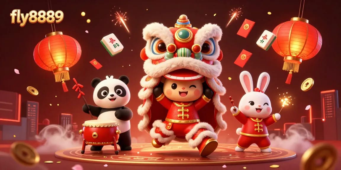 Experience thrilling fun at fly8889 with dynamic casino-themed festivities and lively characters.