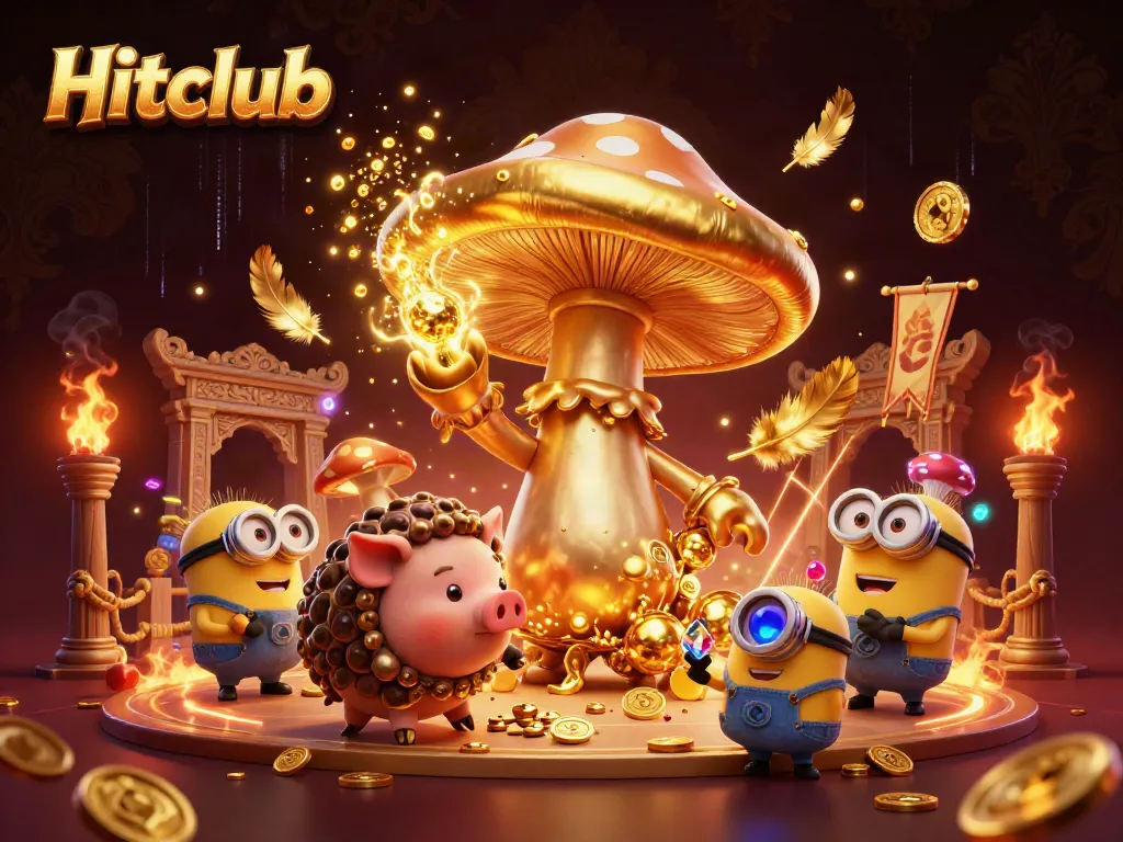 Hitclub enchanted scene with magical characters discovering treasures in a vibrant casino atmosphere.