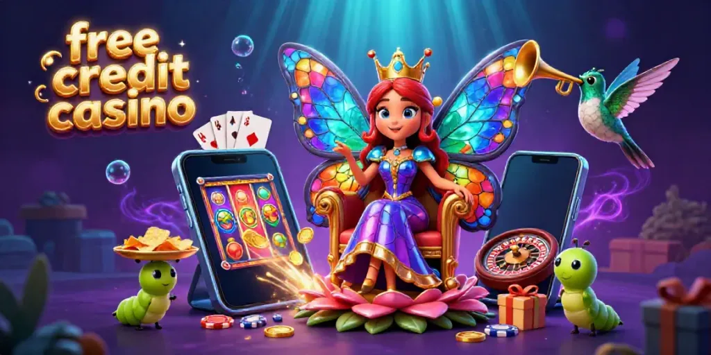 Experience the thrill of free credit casino with vibrant characters and exciting gaming elements.