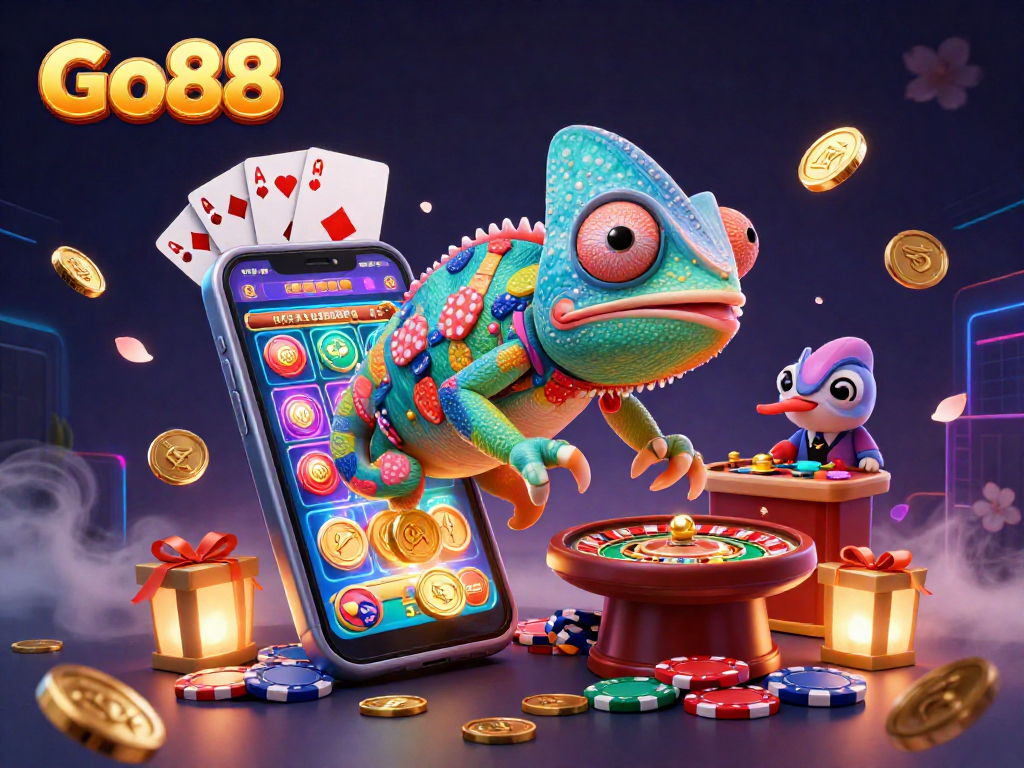 Join the Go88 chameleon casino owner as golden coins and vibrant games come alive!
