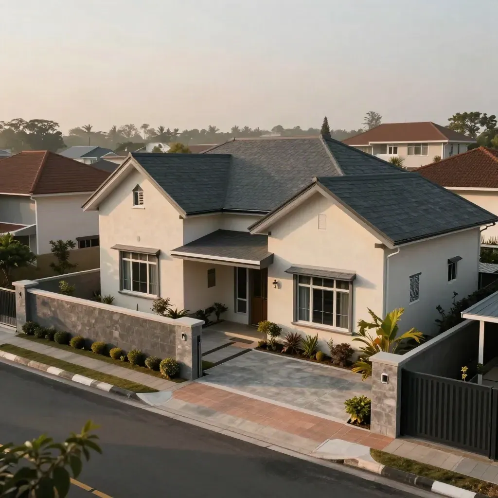 Rumah landed Kajang tersusun rapi dengan laluan berturap dan cahaya petang yang tenang.