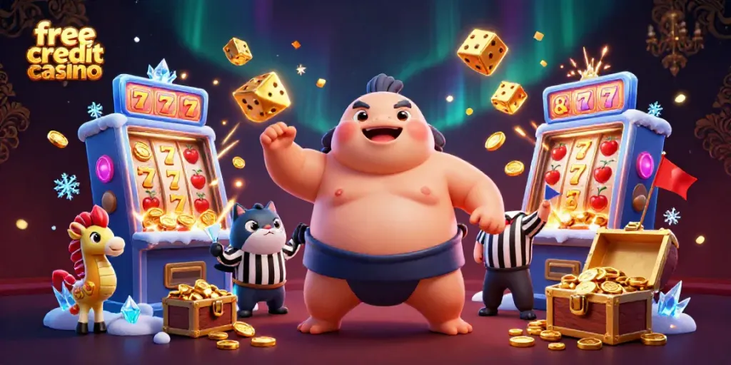 Experience the excitement of free credit casino games with a vibrant underwater scene featuring engaging characters.