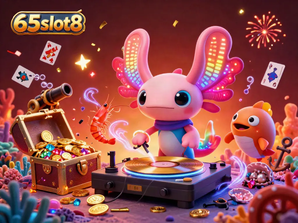 Experience vibrant gaming action at 65slot8 with neon creatures and treasures in an underwater casino.
