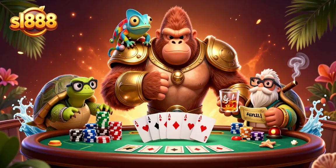 Gamblers strategize for big wins at sl888 poker tournament with vibrant characters and dynamic gameplay.
