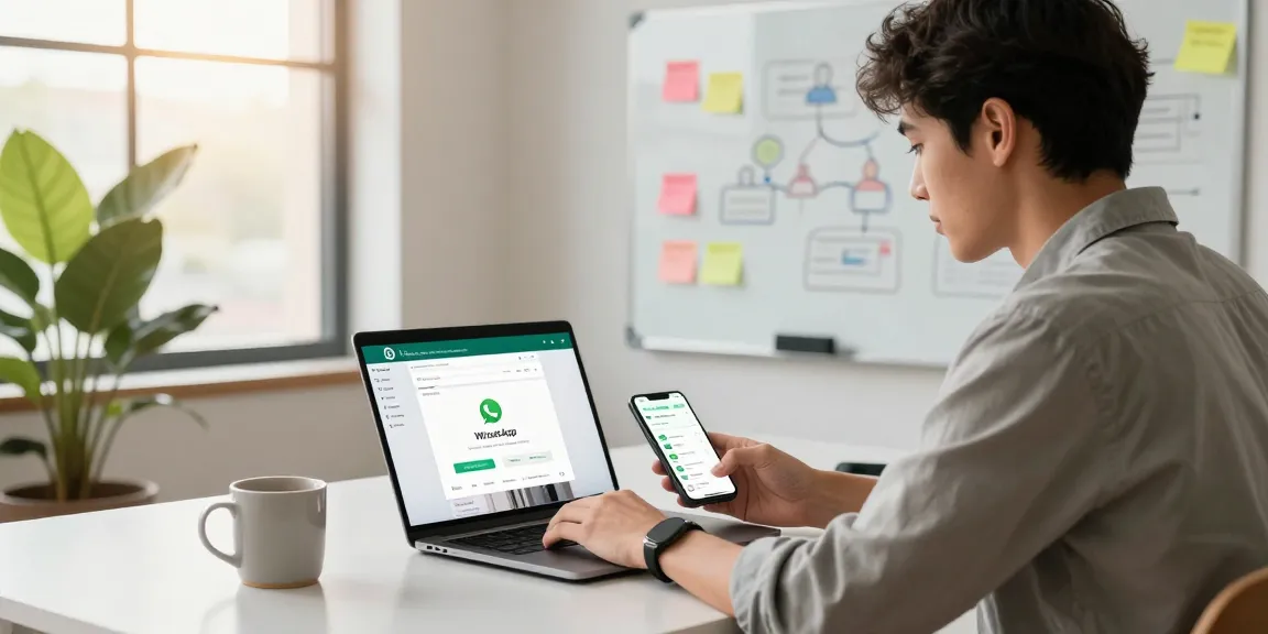 Workspace with WhatsApp網頁版 interface, showcasing modern communication dynamics in a productive environment.