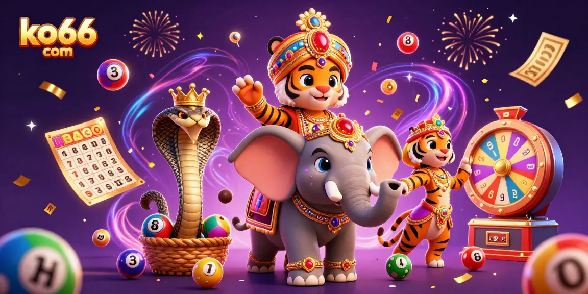 Engage in thrilling games at ko66 com with vibrant elements like spinning prize wheels and colorful lottery balls.