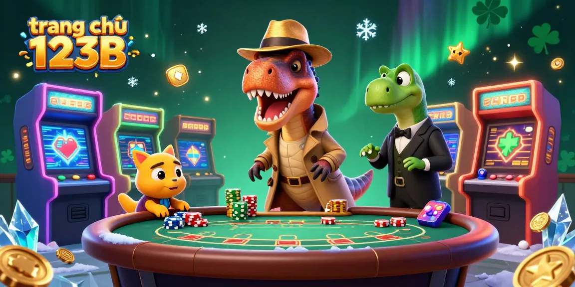Engage in thrilling games on trang chủ 123B with a visual of a velociraptor card counter and a suspicious pit boss.