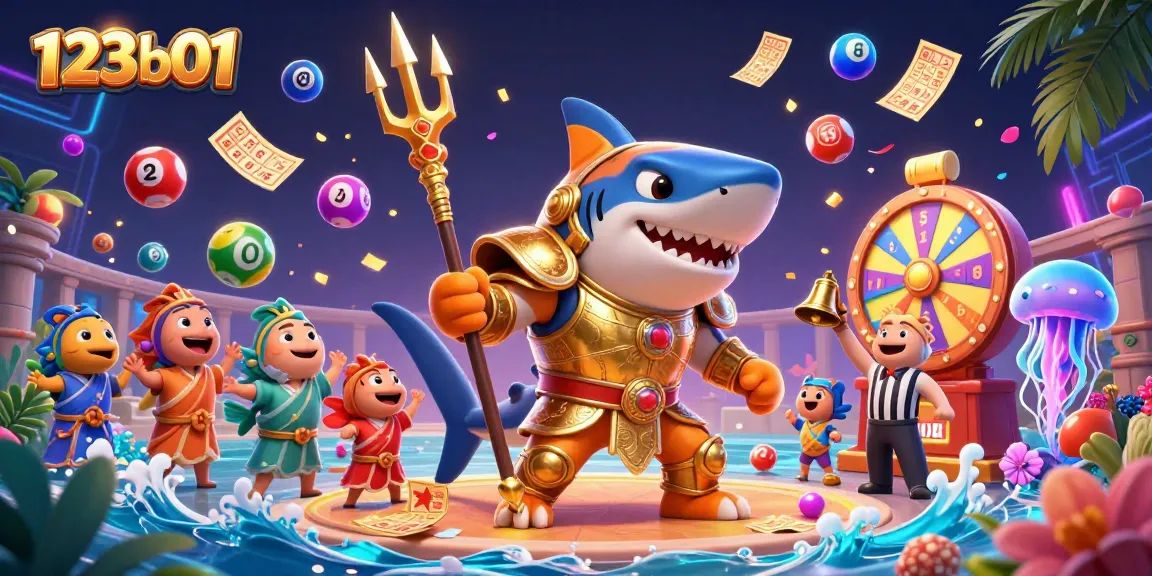 Engage in thrilling games at 123b01 with a vibrant underwater scene featuring dynamic lottery elements.