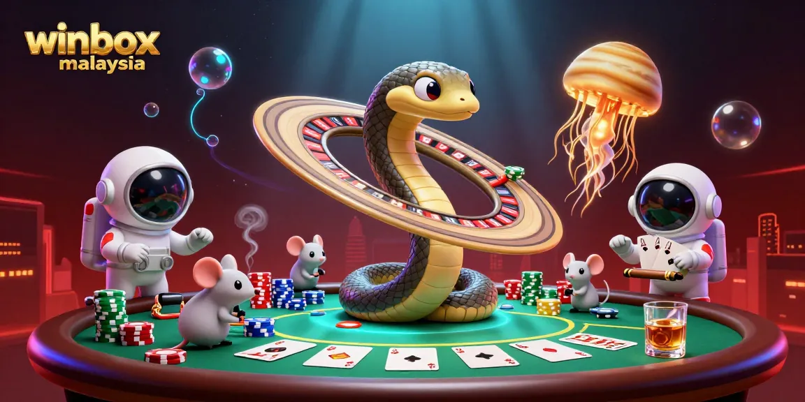 Experience winbox malaysia with astronauts betting in a cosmic casino scene filled with vibrant gaming elements.