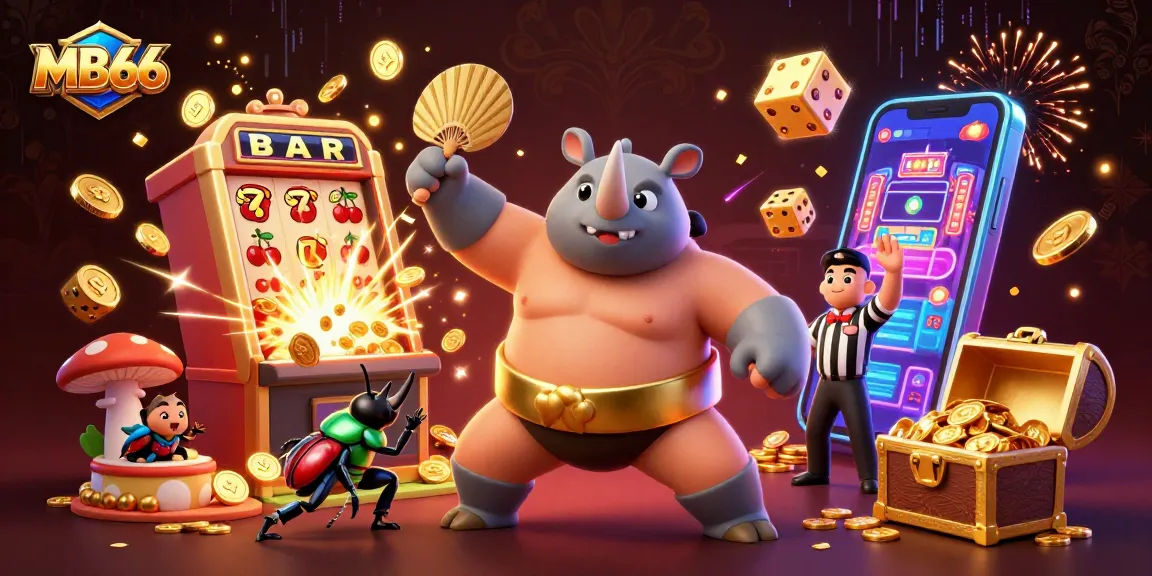 Experience the thrill of winning at MB66 with a sumo beetle champion and jackpot excitement.